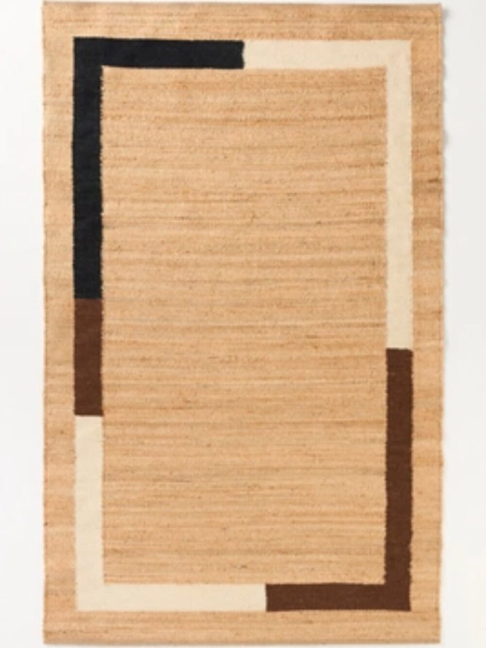 Anthropologie Vela Flatwoven Jute Colorblock-Border Rug
